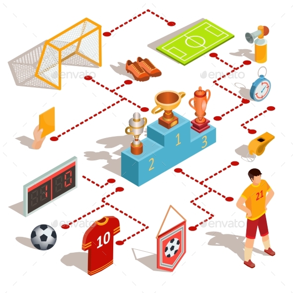 Set of Vector Isometric Soccer Icons - Sports/Activity Conceptual