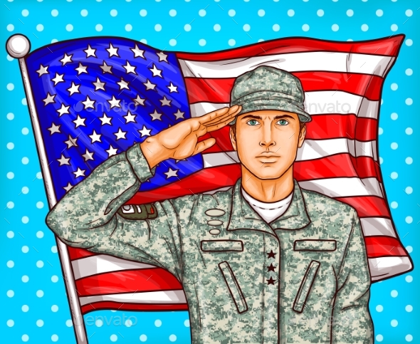 Vector Pop Art Illustration for a Memorial Day - People Characters