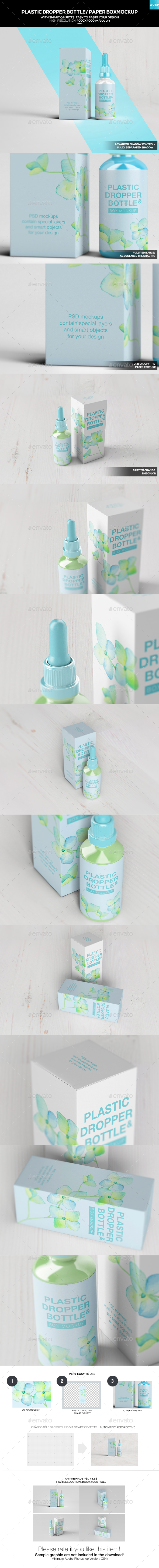 Plastic Dropper Bottle/ Paper Box Mockup - Miscellaneous Packaging