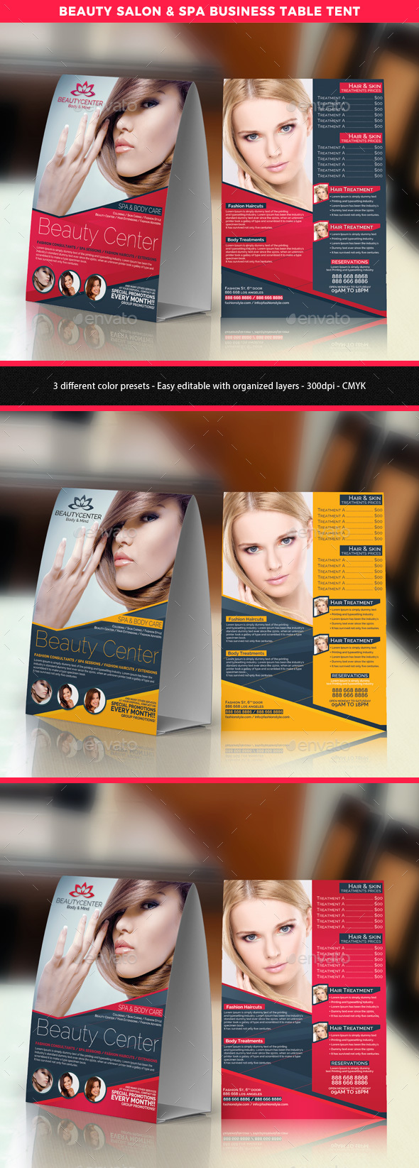 Beauty Center Table Tent Template - Print Templates