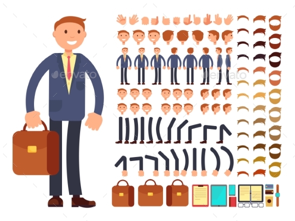 Cartoon Businessman Customizable Vector Character - People Characters