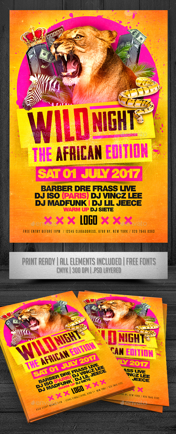 Wild Night Flyer - Clubs & Parties Events
