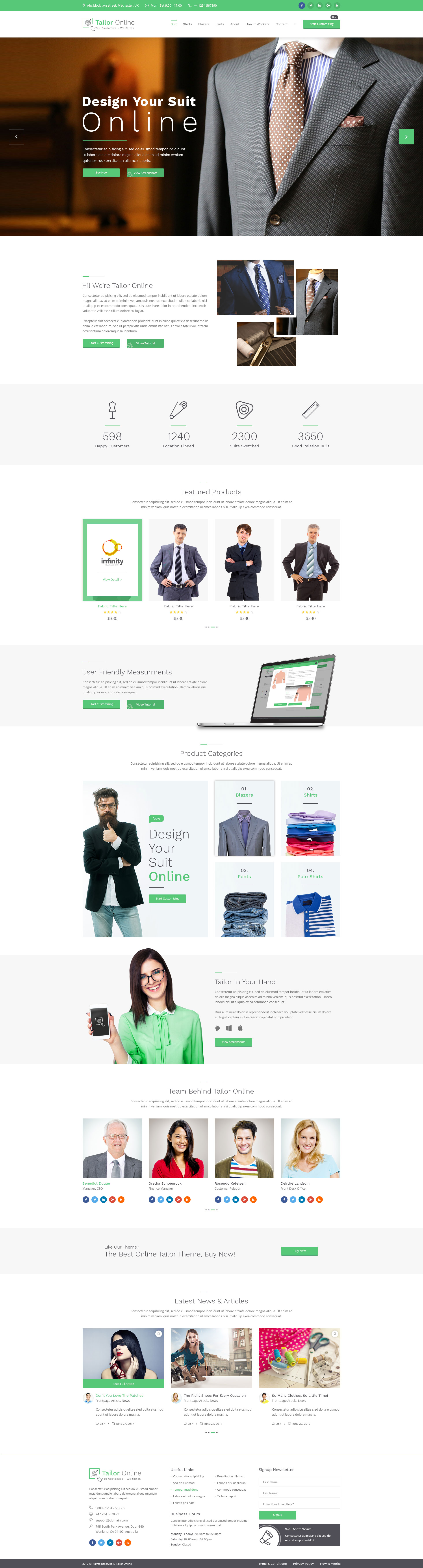 Custom Tailoring and Clothing Store | Tailors Online  PSD