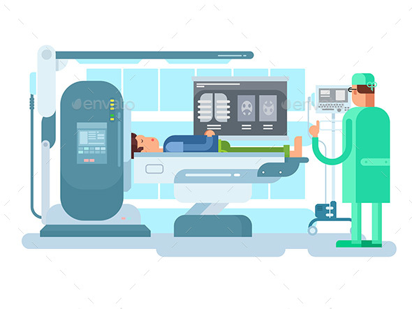 Cabinet with an MRI Device - People Characters