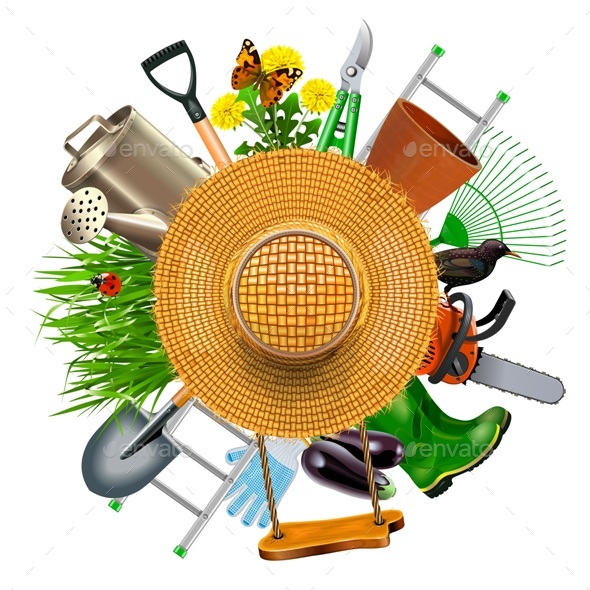 Vector Garden Concept with Hat - Miscellaneous Vectors