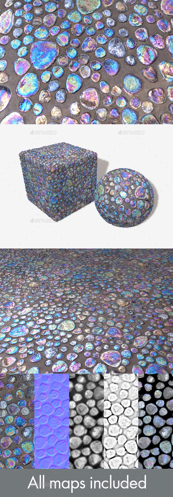 iridescent Pebble Tiles - 3Docean 20151846