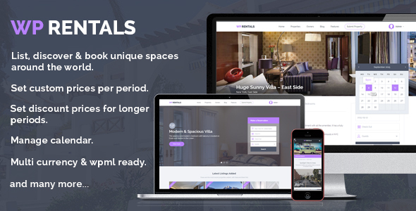 WP Rentals - Booking Accommodation WordPress Theme - Real Estate WordPress