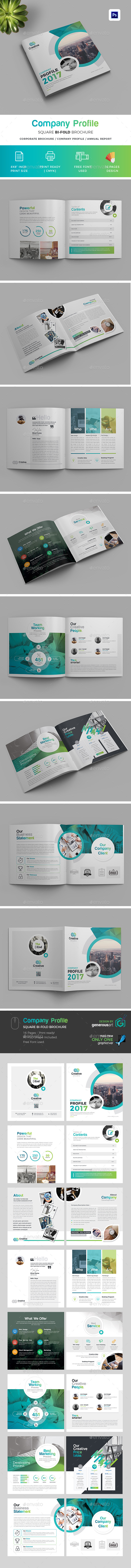 Company Profile Square Bi-Fold Brochure - Brochures Print Templates