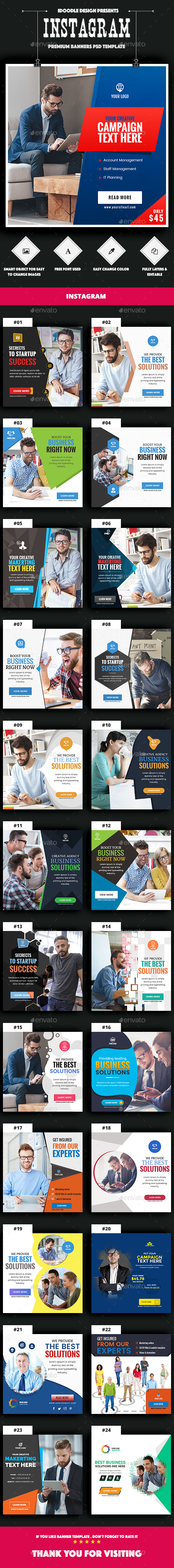 Multipurpose, Business, Startup Instagram Banners Ad - 25PSD - Banners & Ads Web Elements