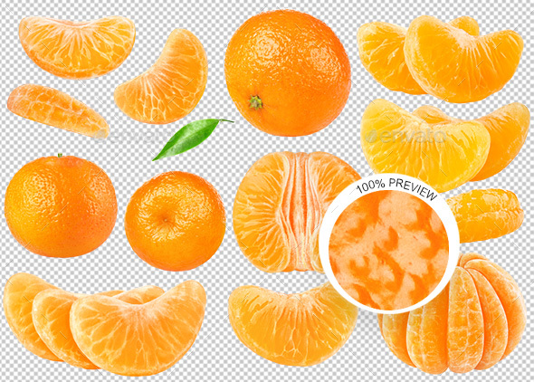Collection of Isolated Tangerines - Food & Drink Isolated Objects