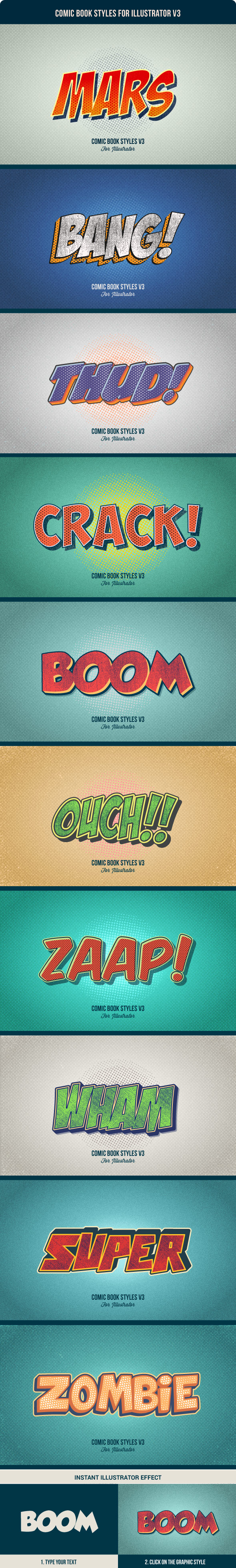 Comic Book Styles for Illustrator V3