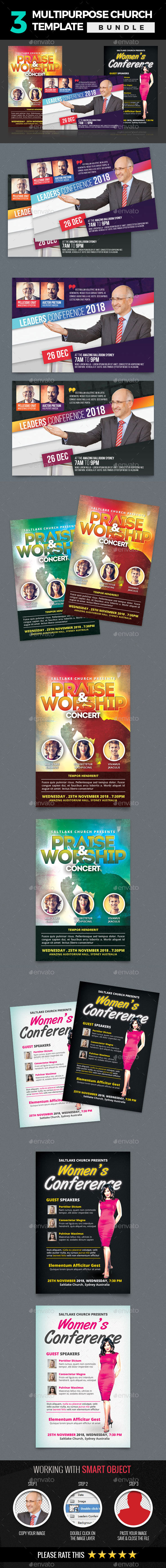 3 In 1 Multipurpose Church Template Bundle - Church Flyers