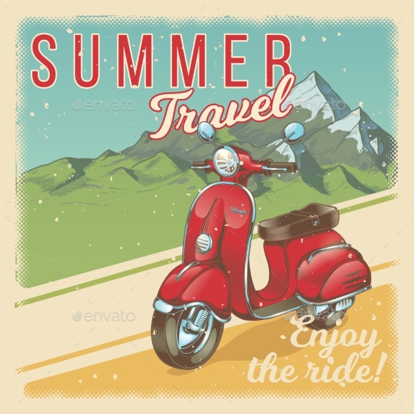 Vector Illustration, Poster with Red Vintage - Man-made Objects Objects