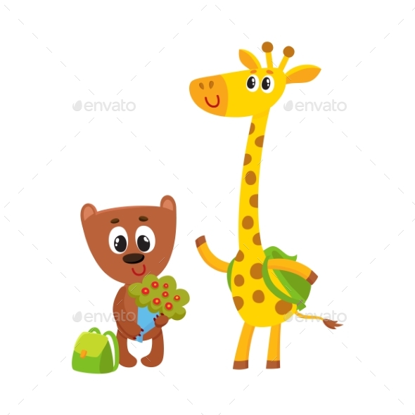 Animal Student Characters, Bear Holding - Animals Characters