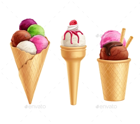 Realistic Ice Cream Set