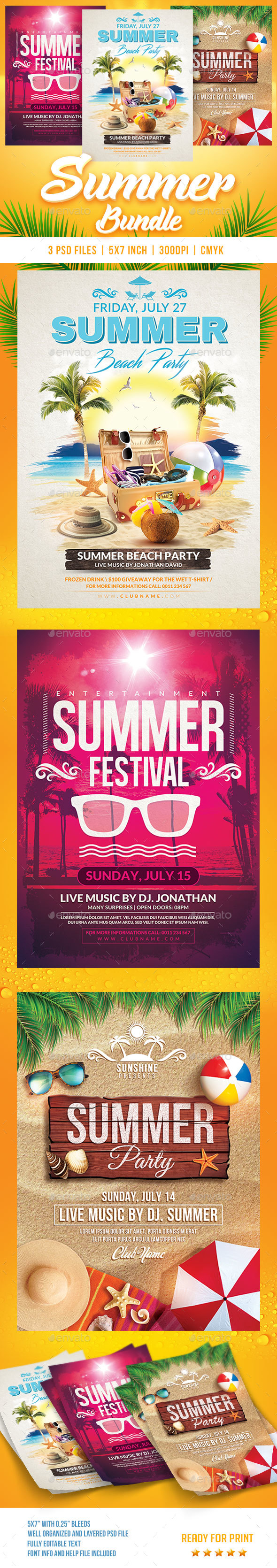 Summer Bundle Flyers Template - Flyers Print Templates
