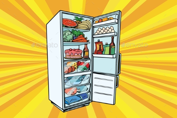 Home Refrigerator Filled with Food - Food Objects
