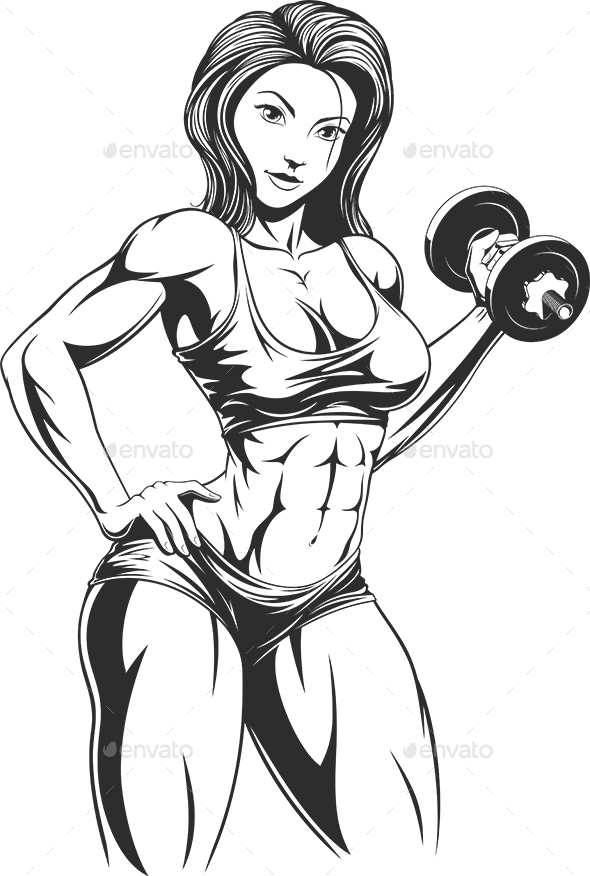 Girl with Dumbbell - People Characters