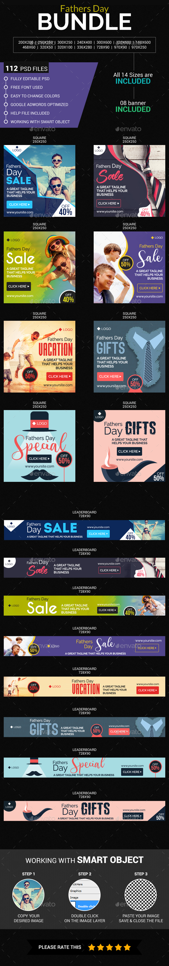 Fathers Day Bundle - Banners & Ads Web Elements