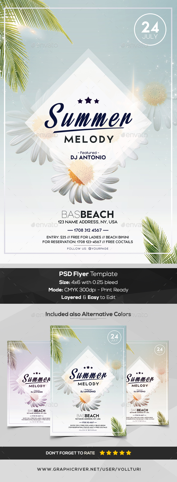 Summer Melody - Minimal PSD Flyer Template - Flyers Print Templates