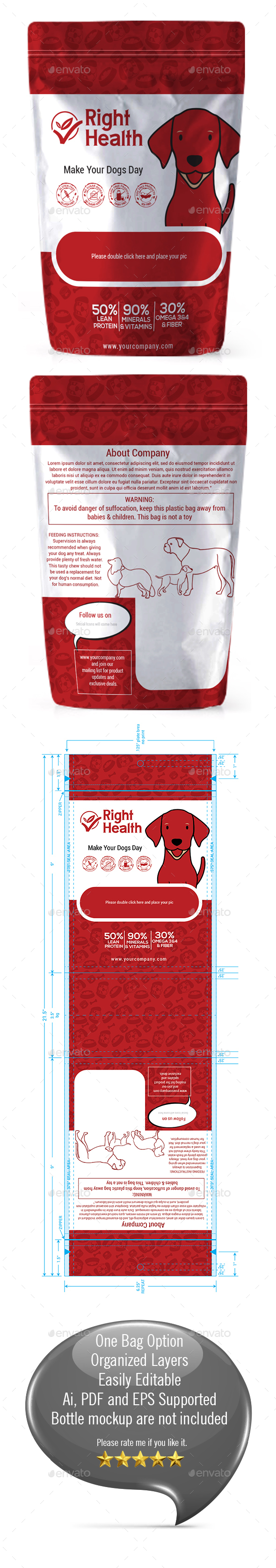 Dog Supplement Packaging Template-04 - Packaging Print Templates