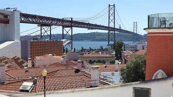 25th of April Bridge Over the Tagus River in Lisbon