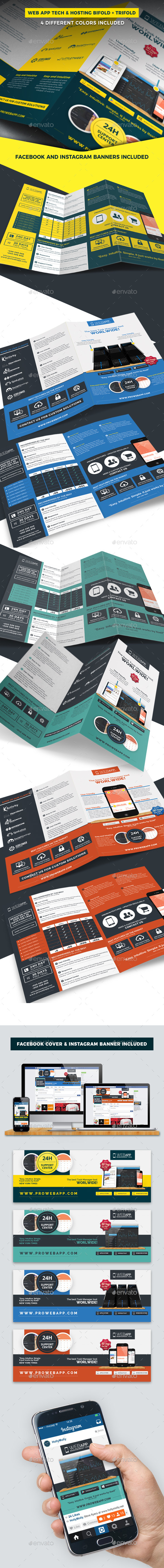 Web App Tech and Hosting Brochure Templates (Bifold + Trifold) - Brochures Print Templates