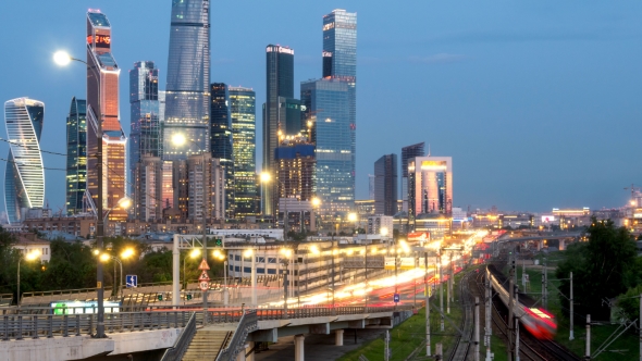 Evening Traffic in a Big City, Moscow, . alt
