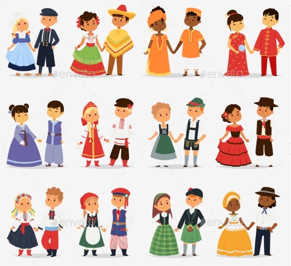 Lttle Kids Children Couples Character of World - People Characters
