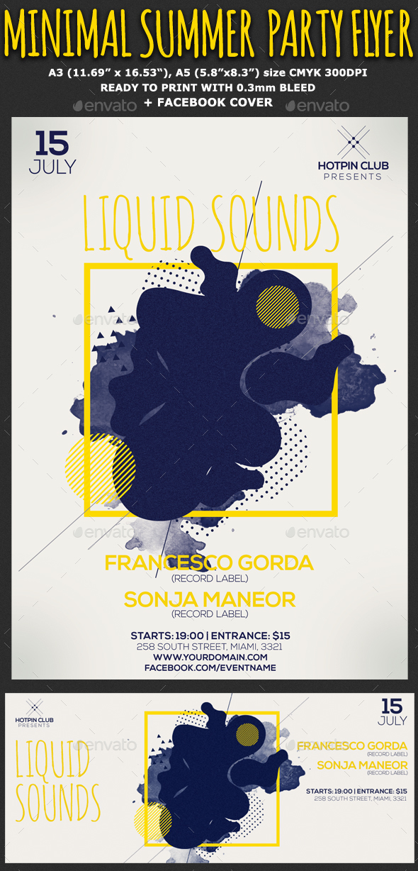 Minimal Summer Party Flyer Template - Clubs & Parties Events