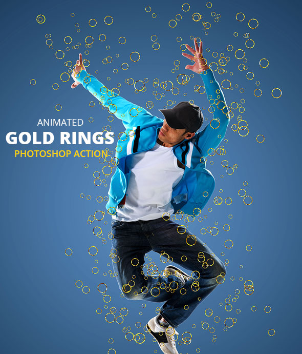 Animated Gold rings Photoshop Action - Photo Effects Actions