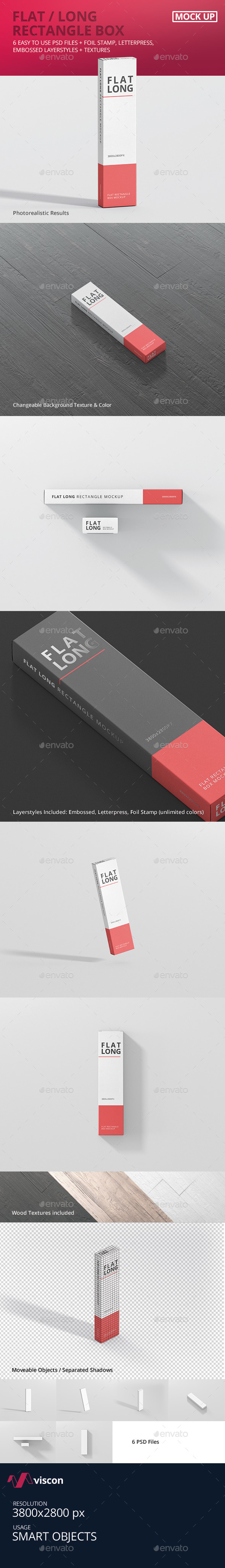 Box Mockup - Flat Long Rectangle - Miscellaneous Packaging