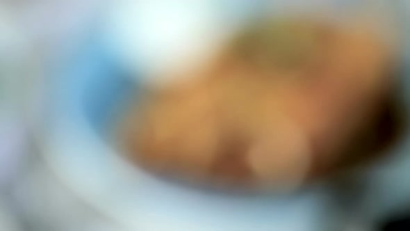 Dinner plate with Chicken enchiladas garnished with green onions and sour cream. alt