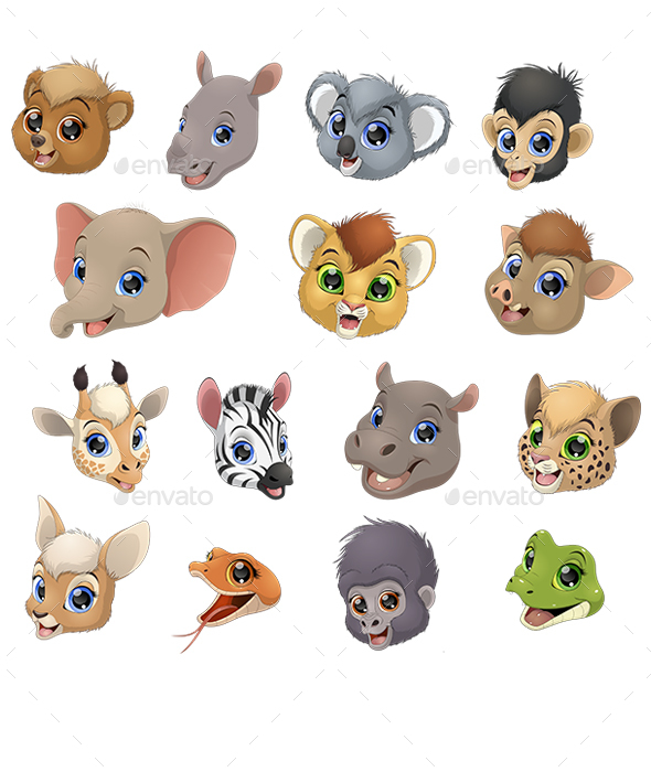 Set of Animal Heads - Animals Characters