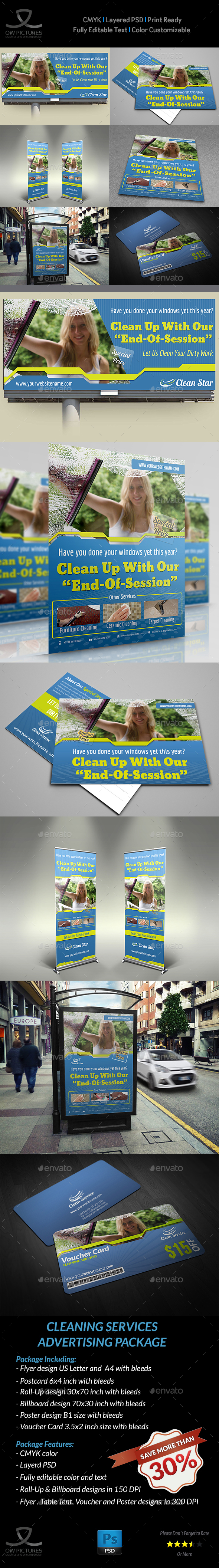 Cleaning Services Advertising Bundle - Signage Print Templates