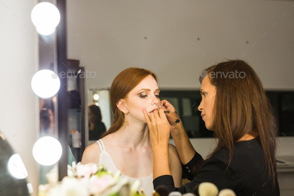 Process of making makeup. Make-up artist working - Stock Photo - Images