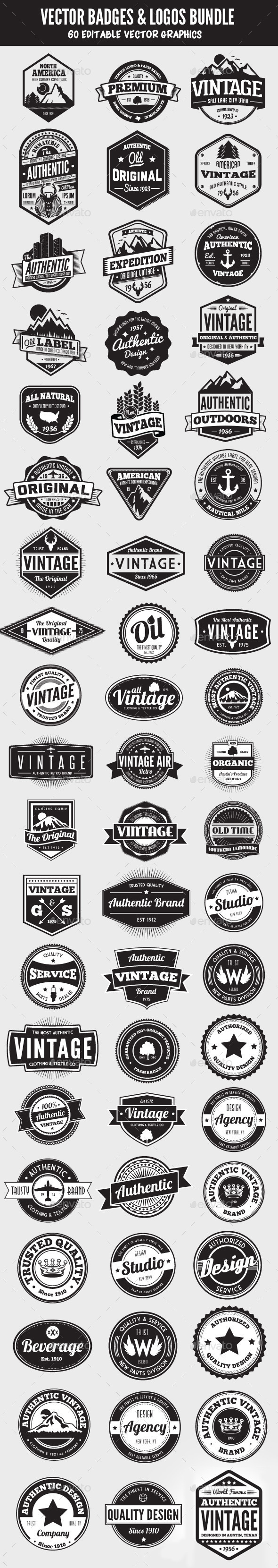 60 Badges and Logos Bundle by GraphicMonkee | GraphicRiver