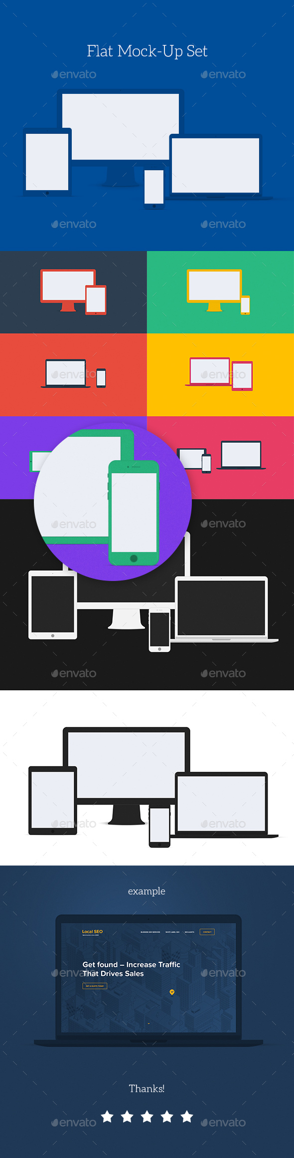 Flat Mock-Up Set - Multiple Displays