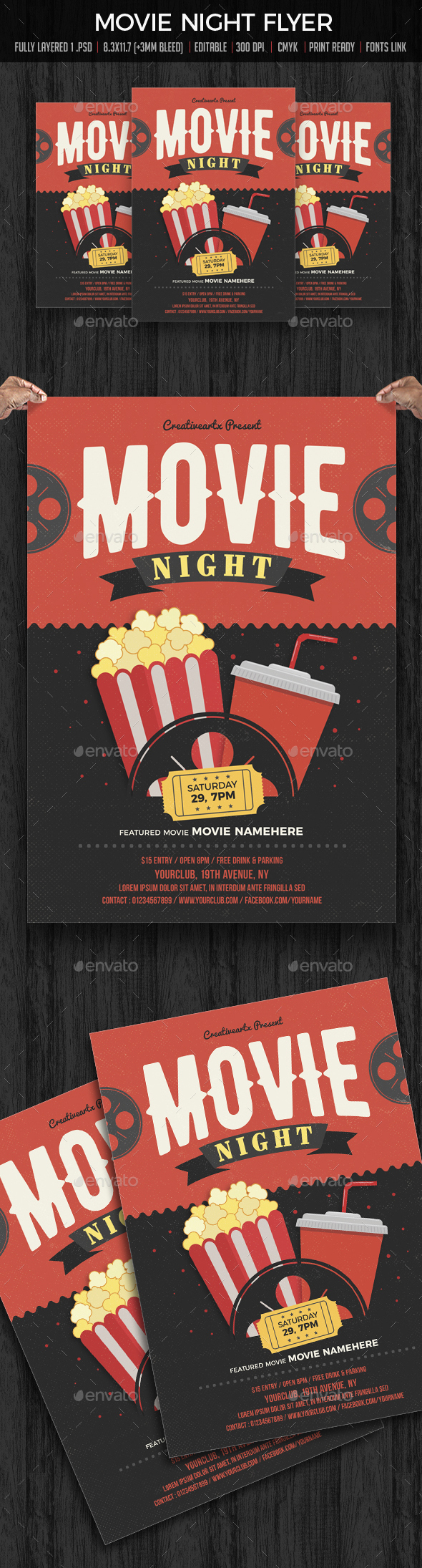 Movie Night / Movie Time Flyer - Flyers Print Templates