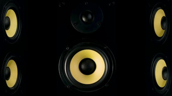 Studio Speakers Four Speakers on a Black Background alt