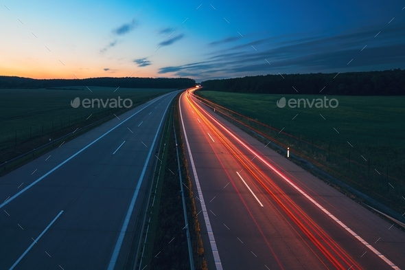 Sunrise on the highway - Stock Photo - Images