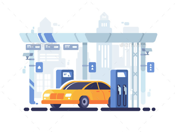 Car Fueled at Gas Station - Man-made Objects Objects