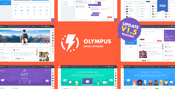 Olympus Social Network PSD Template V1.5 - Creative PSD Templates