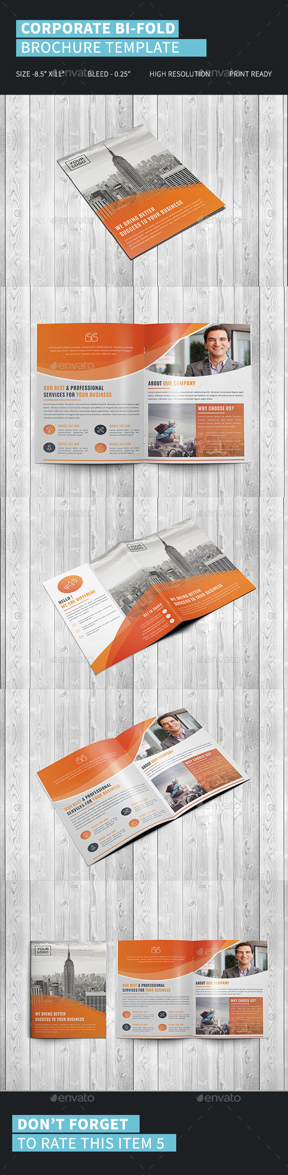 Corporate Bi-Fold Brochure Template - Corporate Brochures