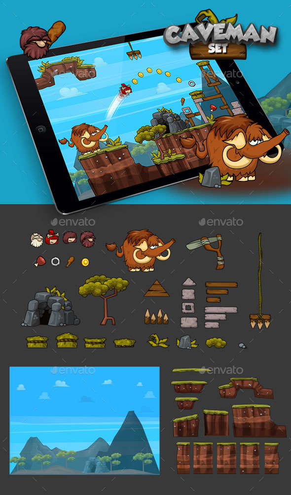 Physics Game - Caveman Set - Game Kits Game Assets