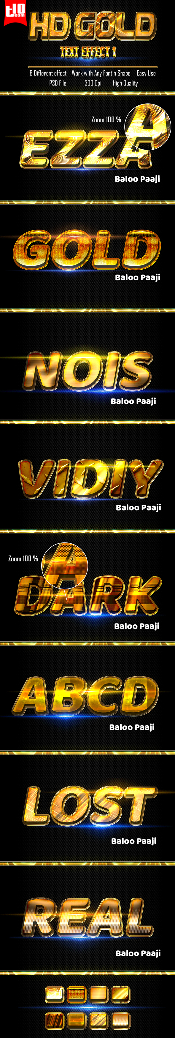 HD Gold Text Effect 1 - Text Effects Styles