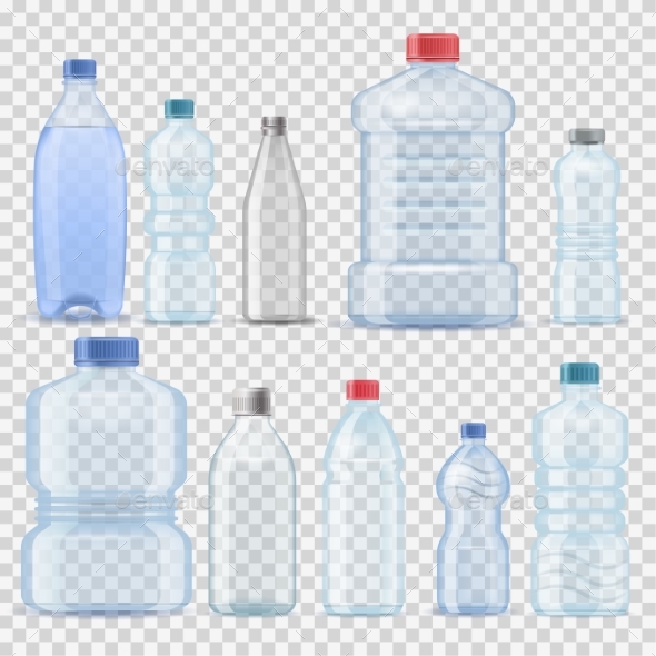 Transparent Water Plastic Clean Bottle 3d - Food Objects