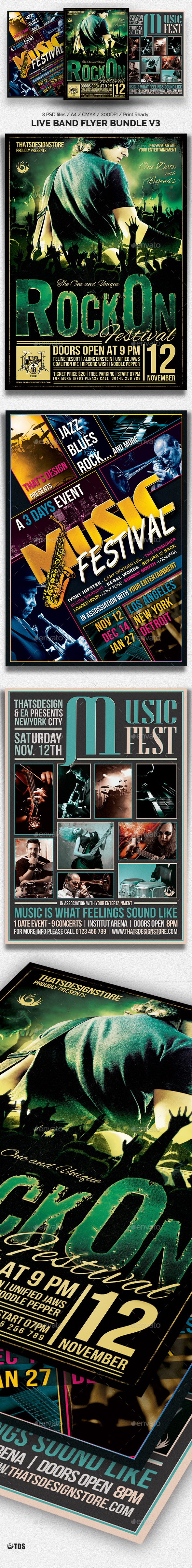 Live Band Flyer Bundle V3 - Concerts Events