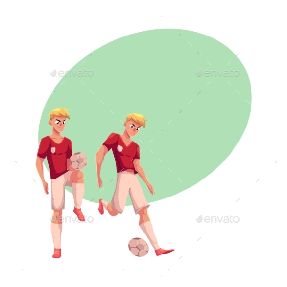 Handsome Blond Soccer Player in Uniform Standing - People Characters