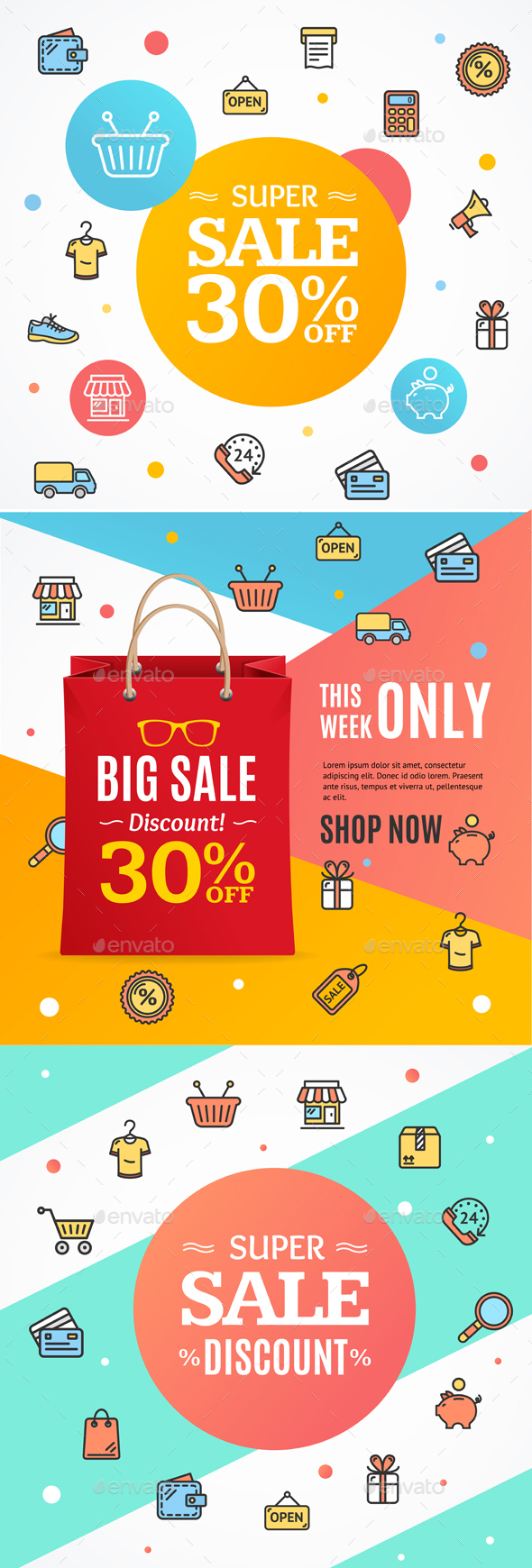 Modern Trendy Sale Concept Flyer Card. Vector - Commercial / Shopping Conceptual